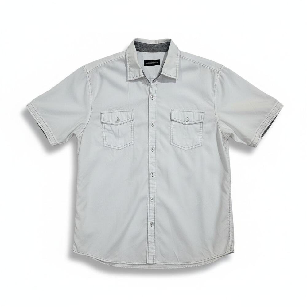 Michael Brandon Men's White Short Sleeve Button Down Shirt Size Medium